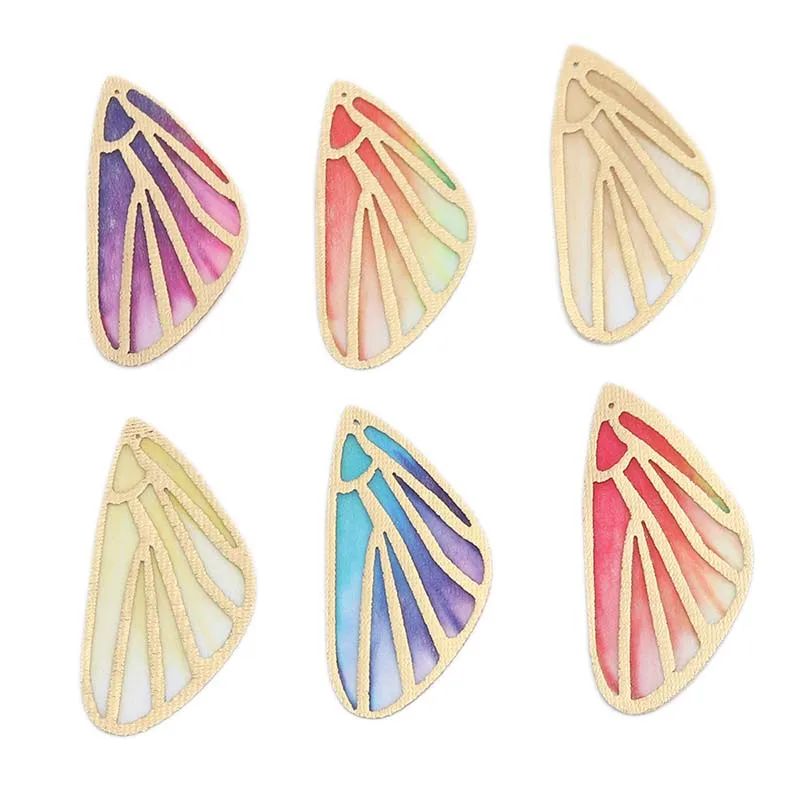 5PCs 3-6cm DIY Jewelry Earrings Making Findings Accessory Gradient Butterfly Wings Pendant With Hole Charm For DIY Craft Supply