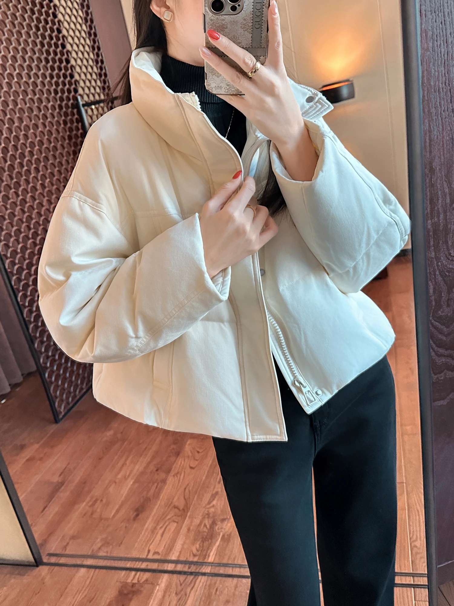 

You See Premium down Jaet Women's ort Thi Du down Stand Collar Windproof Warm Faionable Spring Outerwear Coat