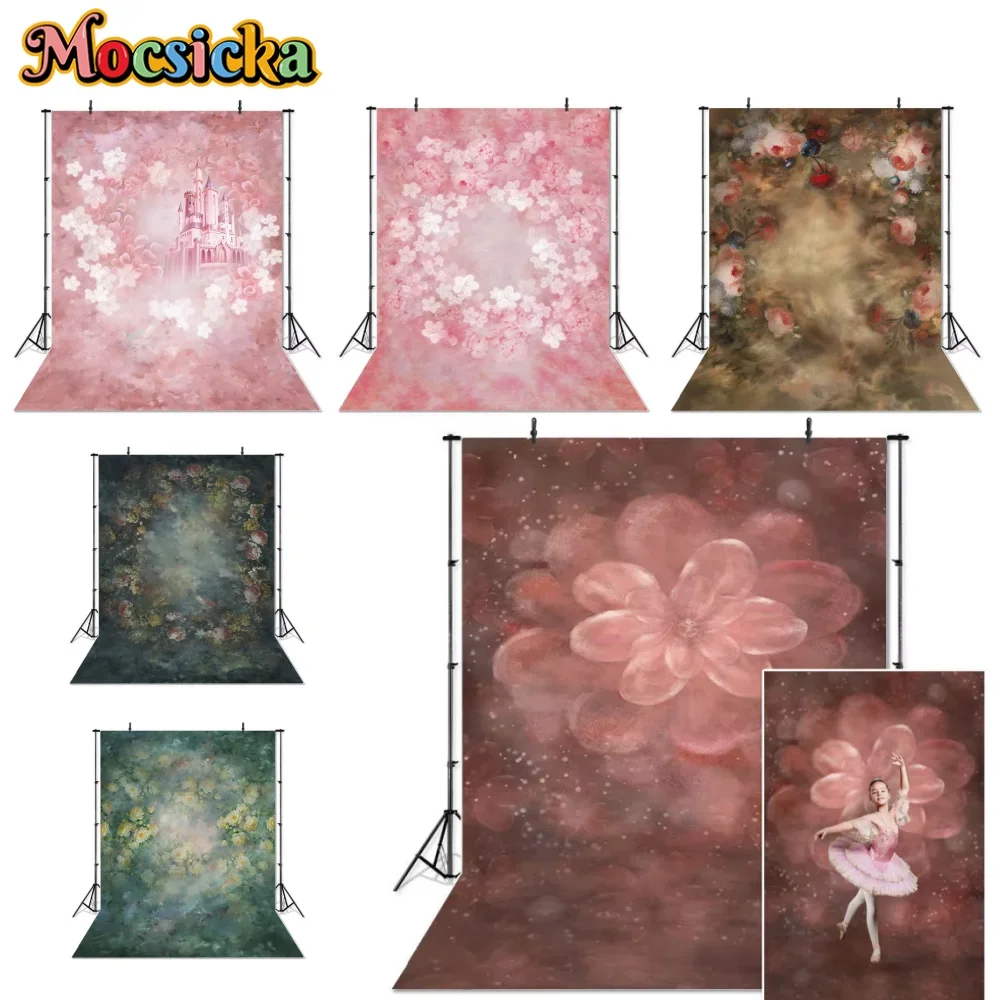 

Mocsicka Abstract Hand Painted Flowers Backdrops For Photography Adult Kids Birthday Portrait Background Photo Studio