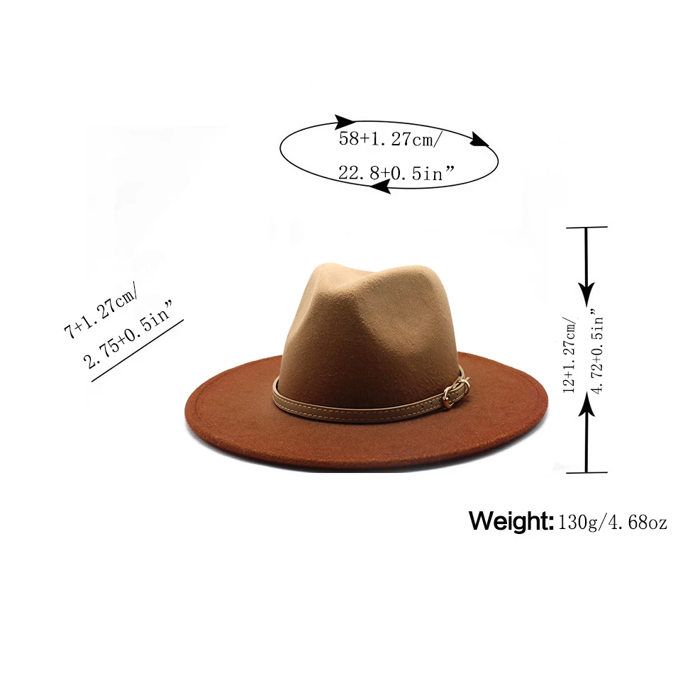 Two-color Fedora Hat Women Men Wide Brim Felt Jazz Hat Ladies Party Top Cap Patchwork Chapeau Sombreros De Mujer