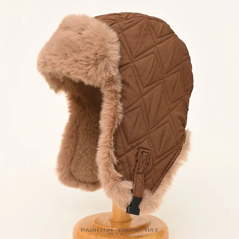 Plush Fur Bomber Hat for Women Men Winter Ushanka Trapper Pilot Hat Thick Warm Ski Cap Winter Hats with Earflaps