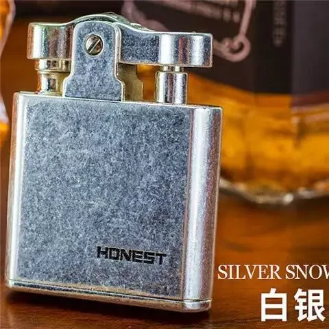 Genuine HONEST Kerosene Gasoline Oil Lighter Retro Old Style Metal One Button Press Knocking Machine Male Cigarette Smoking Gift