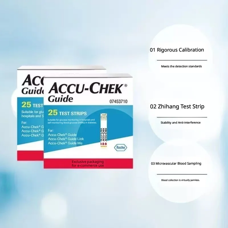 Accu-Chek Guide 25 Tiras Reactivas + 25 Lancetas, Tiras Reactivas de Glucosa en Sangre Roche con Lancetas de Seguridad para la Diabetes