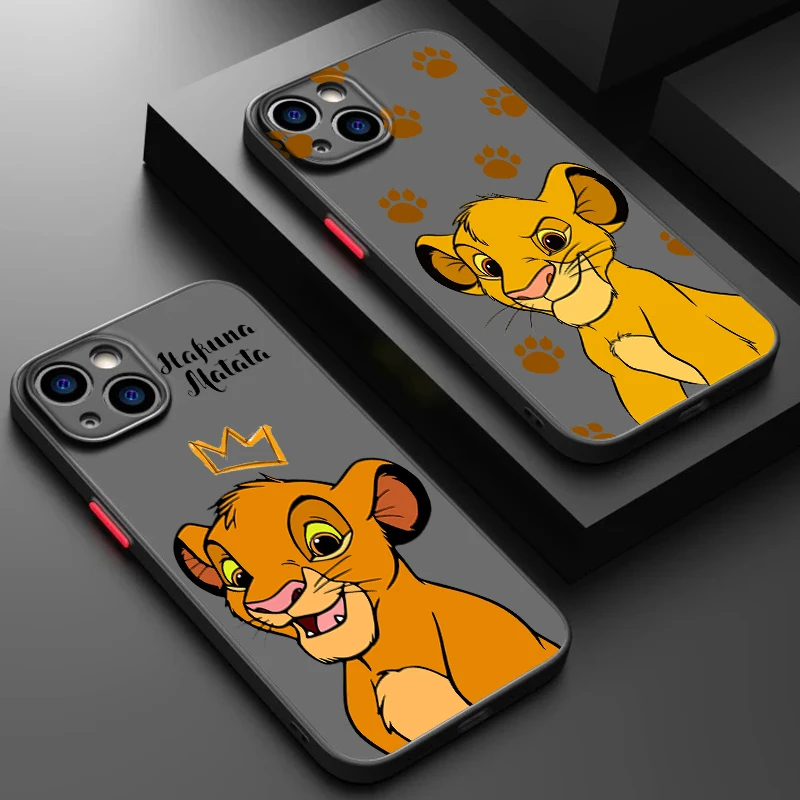 Disney Lion King Cute Frosted Translucent For Apple iPhone 15 14 13 12 11 XS XR X 8 7 SE Pro Max Plus Mini Back Phone Case