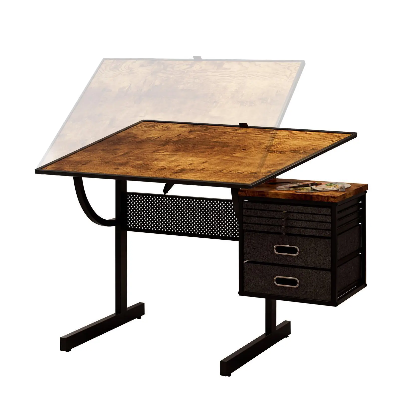 Großer Metall-Puzzletisch mit Vier Sortierfächern und Tischabdeckung für 1500-Teile-Puzzles und Tischspiele