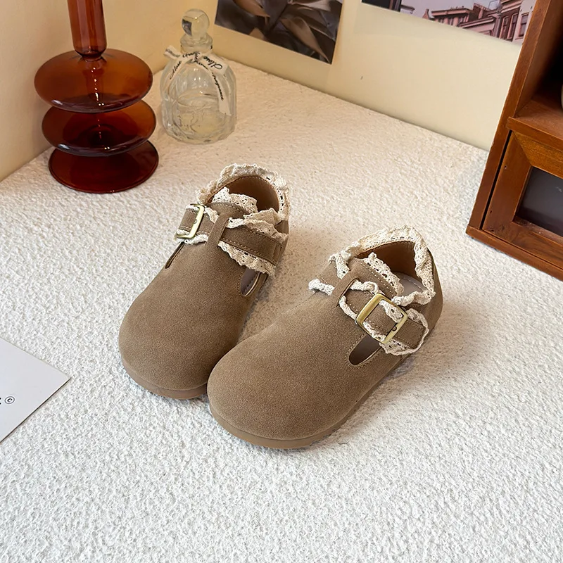 الفتيان الفتيات الأخفاف الرجعية عدم الانزلاق الحلو الاطفال حذاء مسطح لينة وحيد 2025 موضة جديدة للأطفال أحذية من الجلد هوك وحلقة أنيقة #4