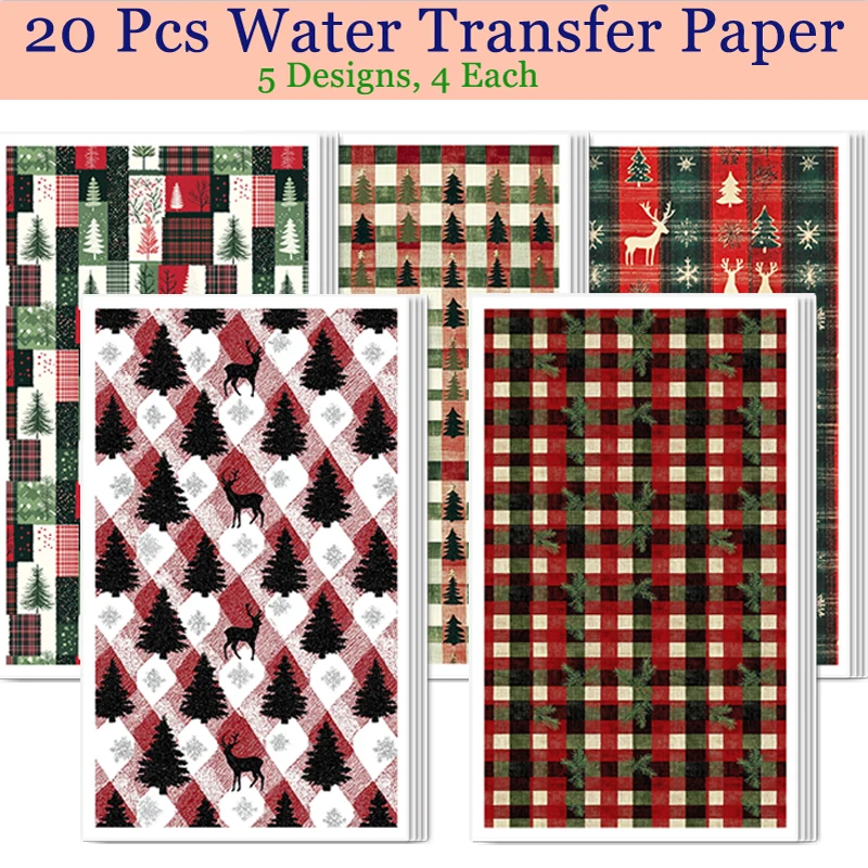 20-Pack Colorful Polymer Clay Earring Making Stickers Water-Soluble Small Christmas Series Clay Water Transfer Stickers
