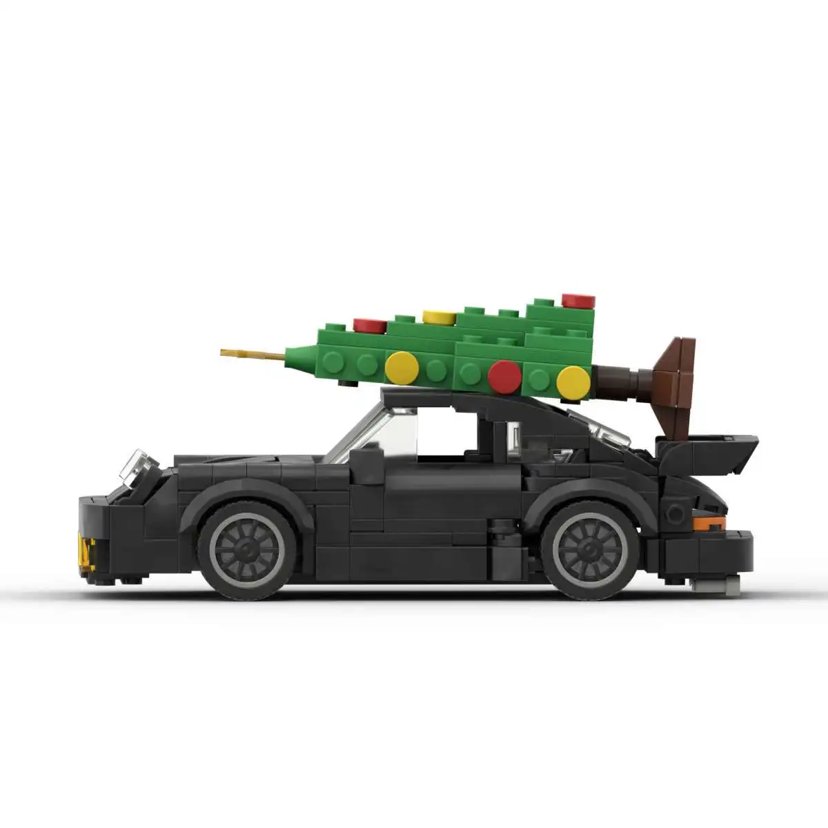 Blocs de construction MOC créatifs 911turbo avec arbre de noël, série d'hiver, supercar transportant des jouets d'arbre de noël, modèle cadeaux pour adultes