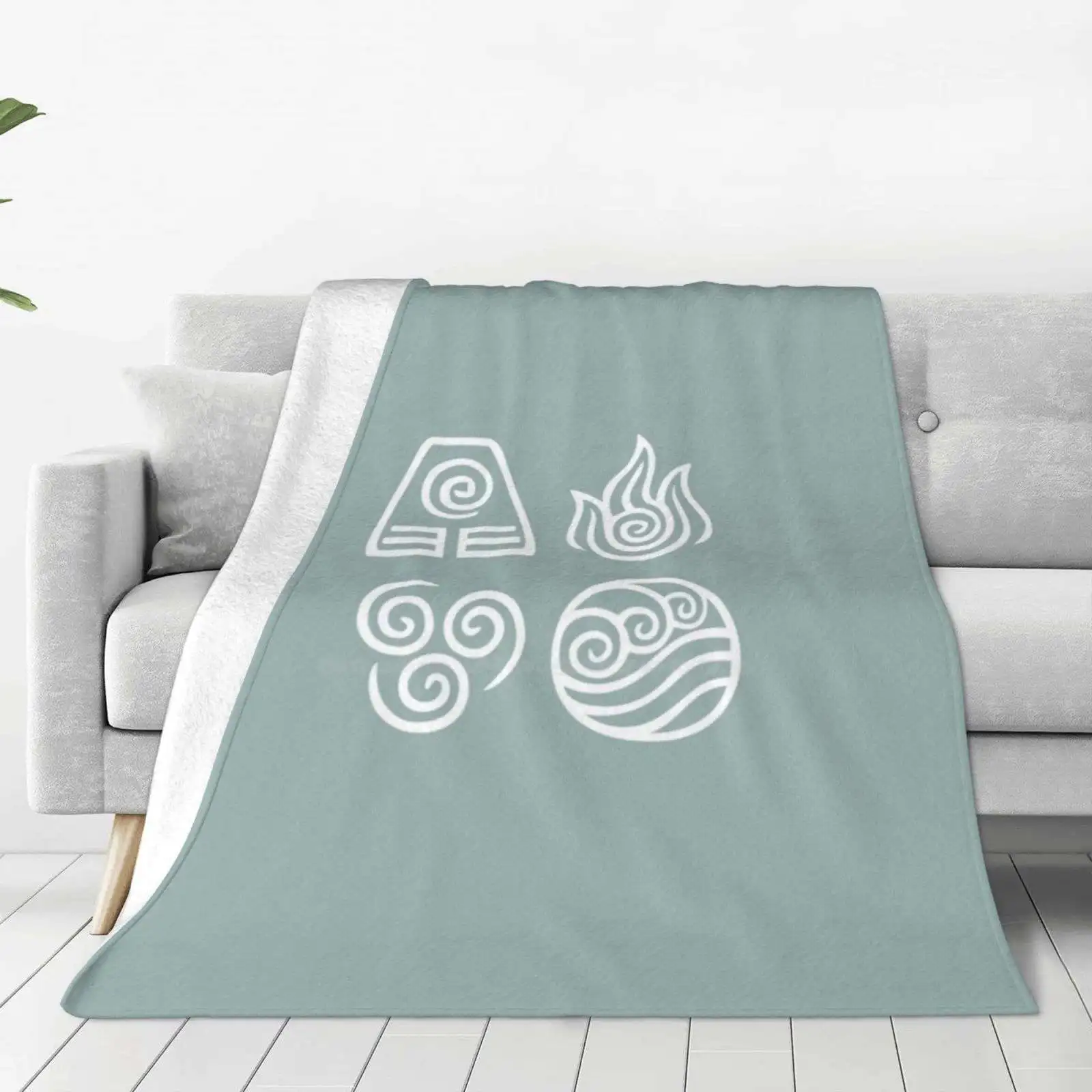 Bending All Four Elements-Blue Creative Design Comfortable Warm Flannel Blanket The Last Airbender Earthbending Firebending