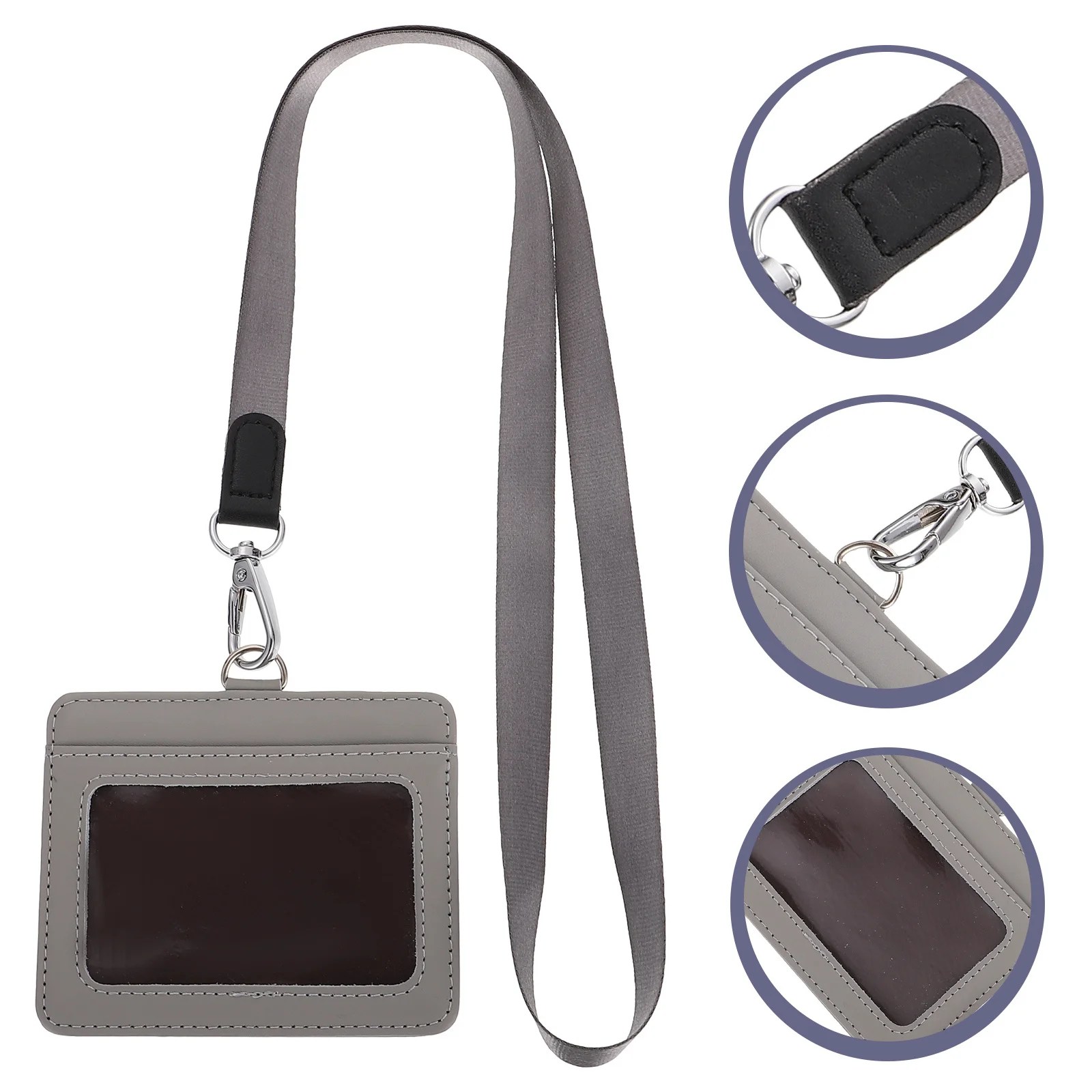 

Work Cards Holder Id Badge Cover Lightweight Pu Card Case For Staff Nurses Students Portable Lanyard Hanging Rope