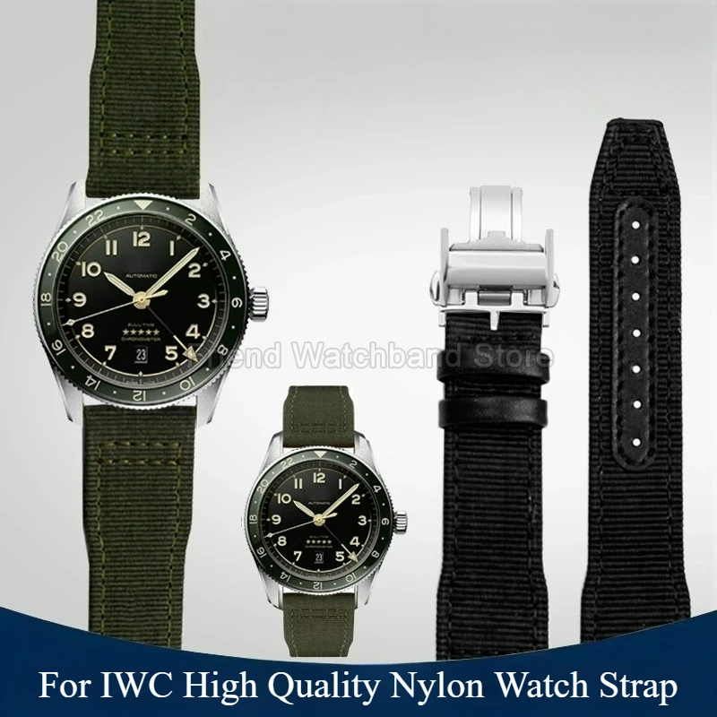 20 21 22mm Flat Interface Comfortable Watch Bracelet for IWC Spitfire Little Prince Portuguese Chronograph Nylon Watch Strap