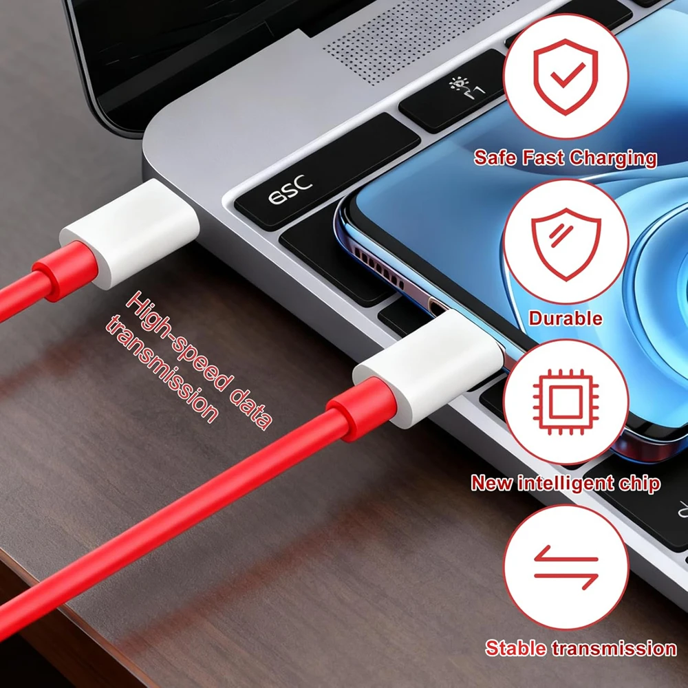 3PCS 150W USB-C Super Fast Charge Type C Cable For OnePlus 9 9R 10 Pro 11 12 12R 13 13R 15 15R Nord 3 4 Lite 5 CE 2 OPPO Realme