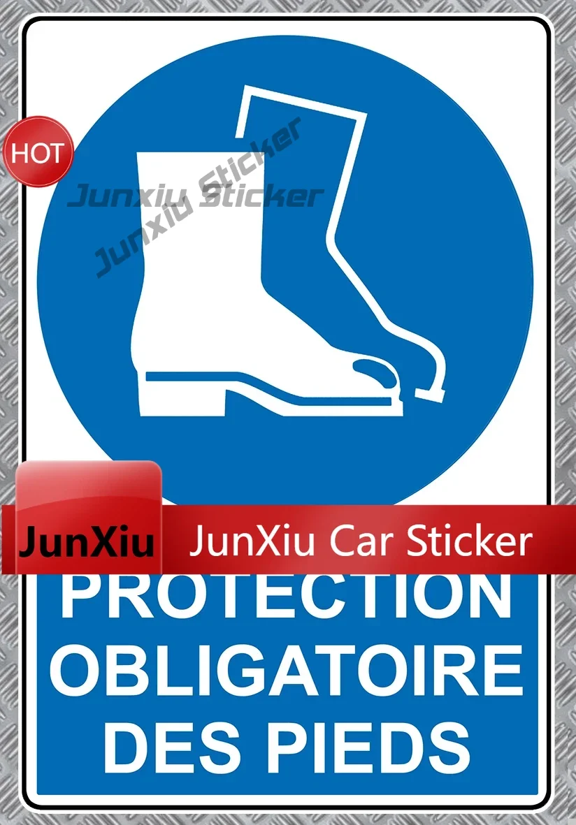 Vinyl Decal Mandatory Foot Protection Construction Site Safety For Motorcycle UV Resistant Motorcycle Styling