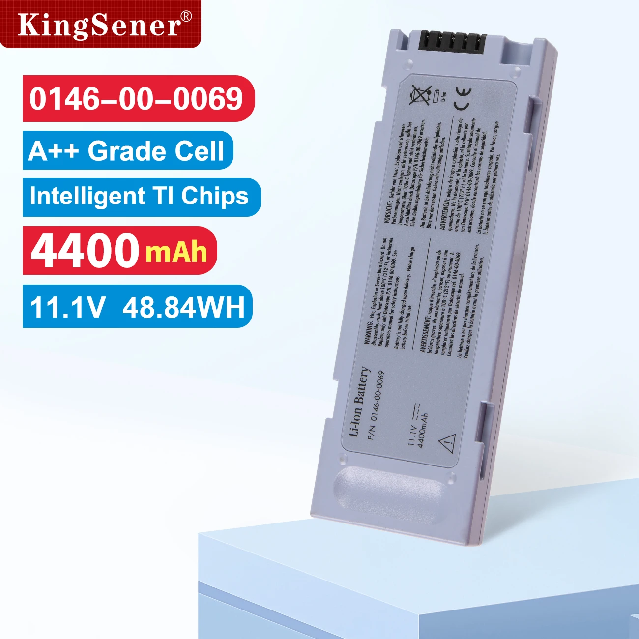 

KingSener 0146-00-0069 Rechargeable Battery For Mindray Accutorr V Accutorr Plus PM7000 PM8000 PM9000 0146-00-0099 4400mAh