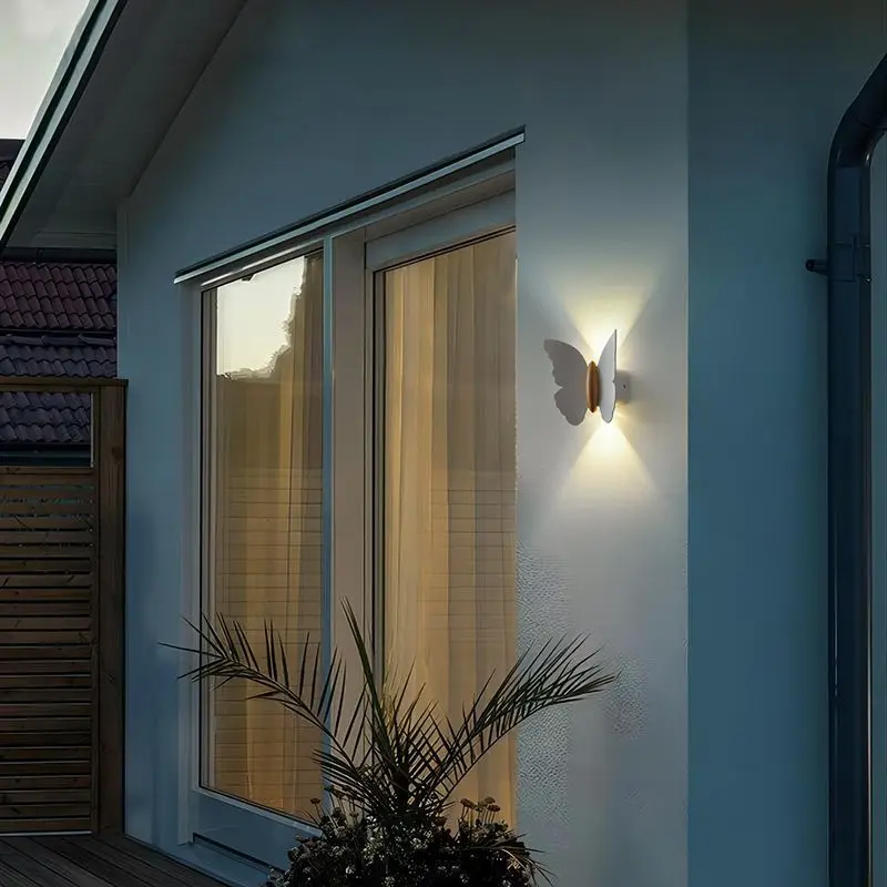 Modern Simple Butterfly Waterproof Outdoor Wall Light Hotel Indoor Outdoor Bedroom Staircase Balcony Bedside Wall Lights