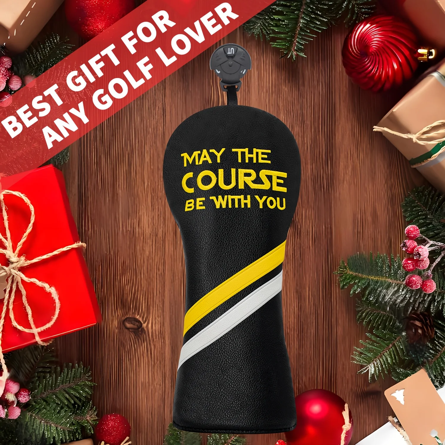 1pc/4pcs Golf Ball Head Covers with "May The Course Be with You" Embroidery - Cushioned Interior, Elastic Closure image 5
