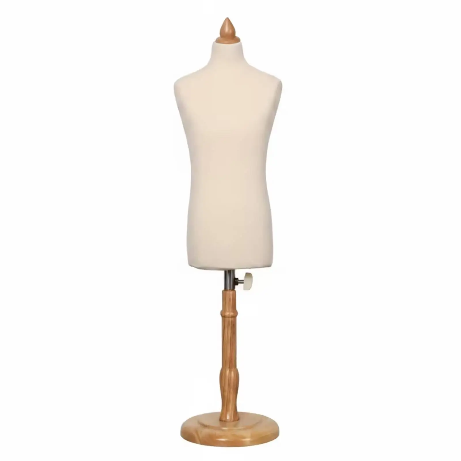 Male Dress Form One-Third Scale Wooden Stand Dress Form Cream