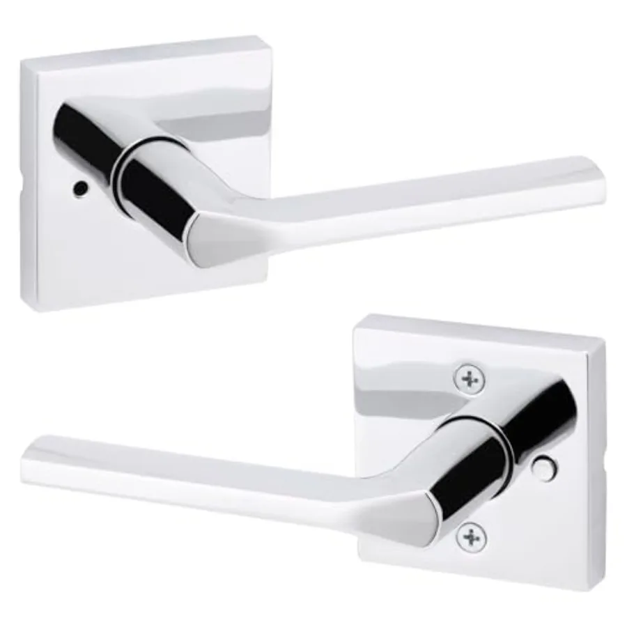 

Lisbon Interior Door Handle with Lock, Door Lever For Bathroom and Bedroom, Reversible Keyless Push Button Lock Door Lever