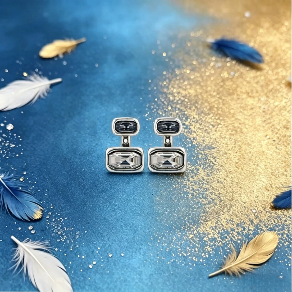 

2026 New Spain S925 Silver Fashion Asymmetric Crystal Earrings European and American Style Boutique Jewelry