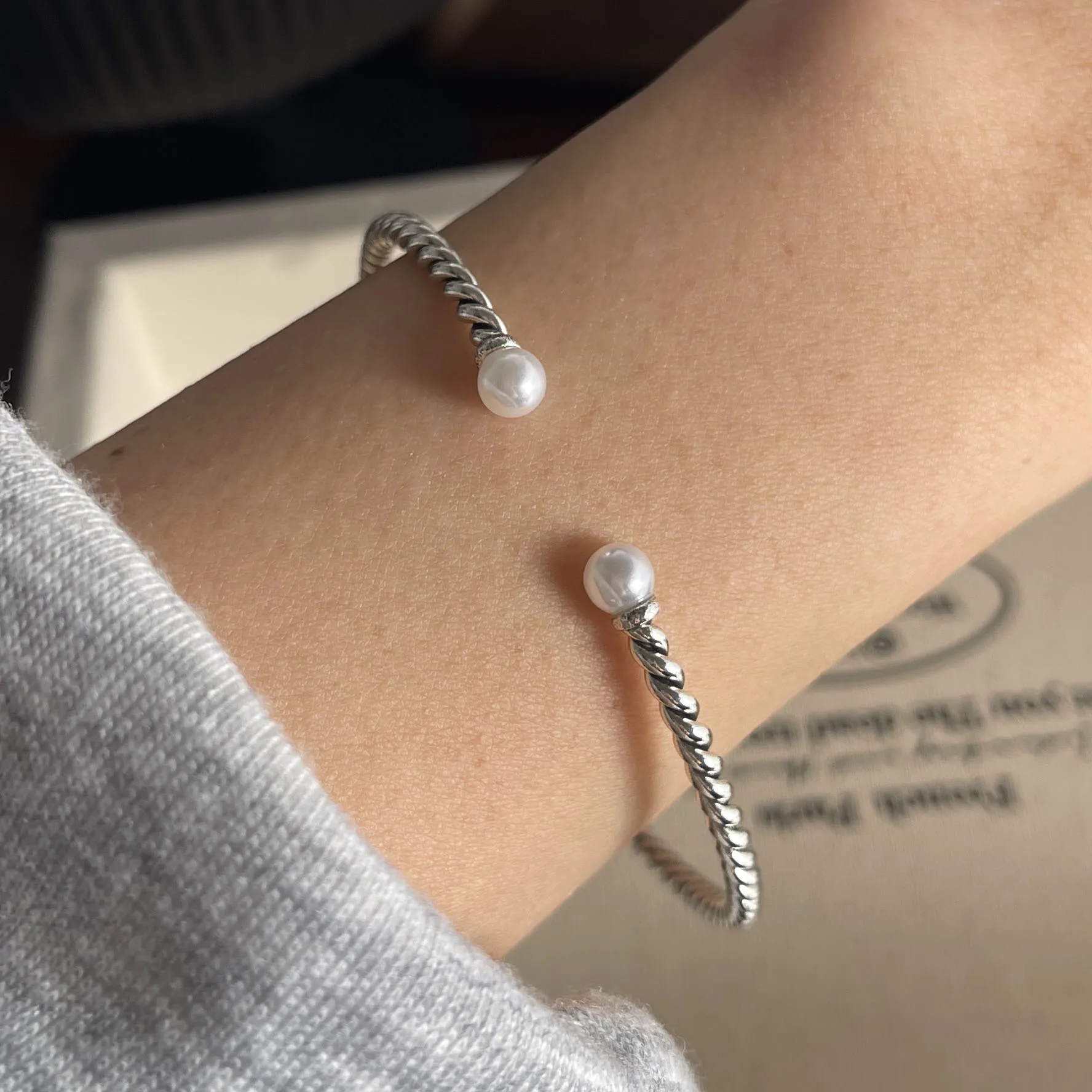 100% Solid 925 Sterling Silver Retro Bracelet for Women Men Vintage Handmade Fish Flower Red CZ Simple Bracelet Birthday Gift