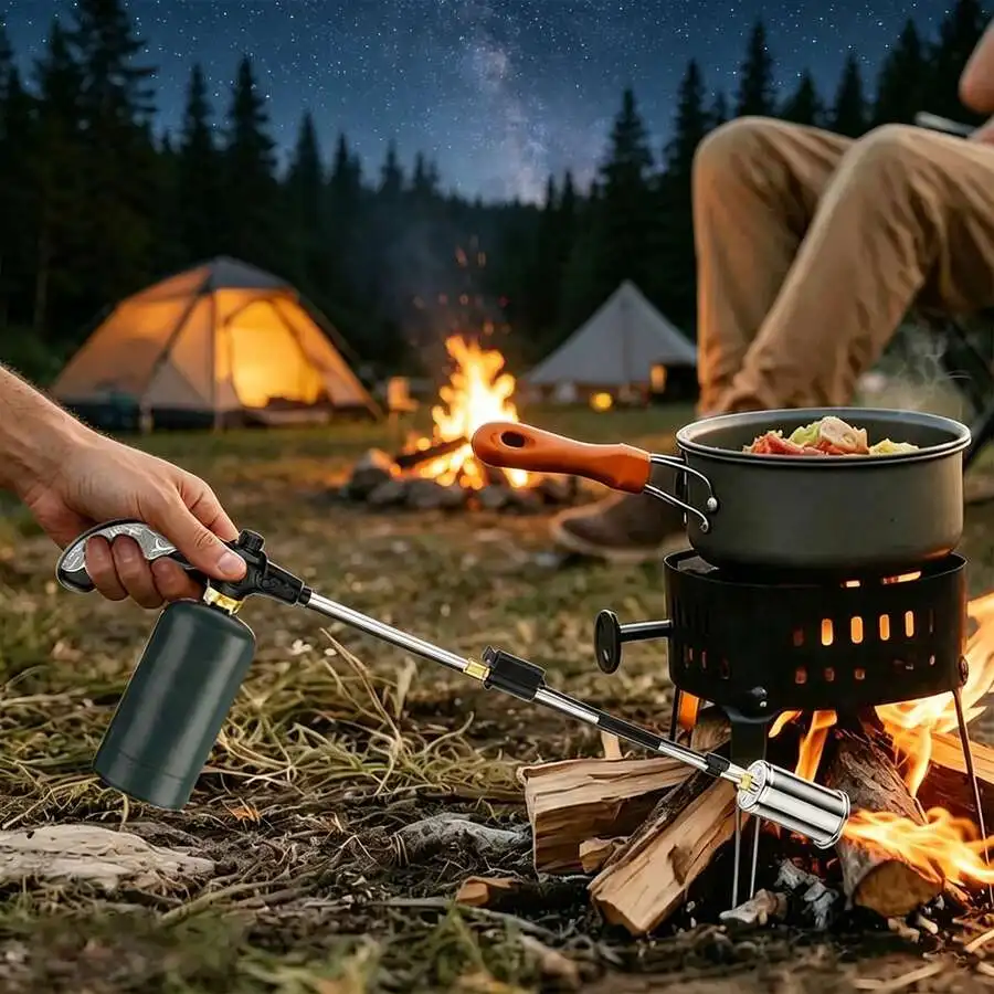 Versatile Heavy Duty Propane Flame Torch Anti-Slip Ergonomic Grip Space Saving Split Connection Multi-Scenario Outdoor Garden Fa