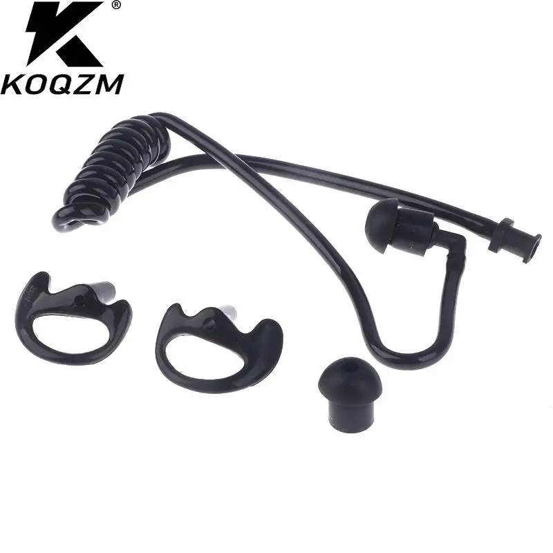 Air Tube Replacement Walkie Talkie Earphone Coil Acoustic Black Spring Air Tube Earplug Replacement For Radio Earpiece Headset