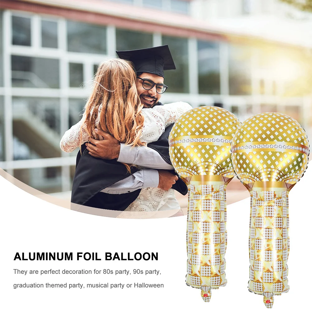 

12Pcs Aluminum Film Microphone Balloons Small Size Retro 90S Party Supplies Decorative Photo Booth Props Inflatable Microphones