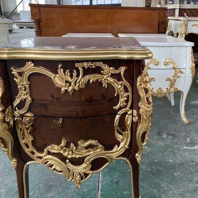 Classical bedside table, bedside table, French desk lamp, telephone cabinet, European retro beech drawing locker