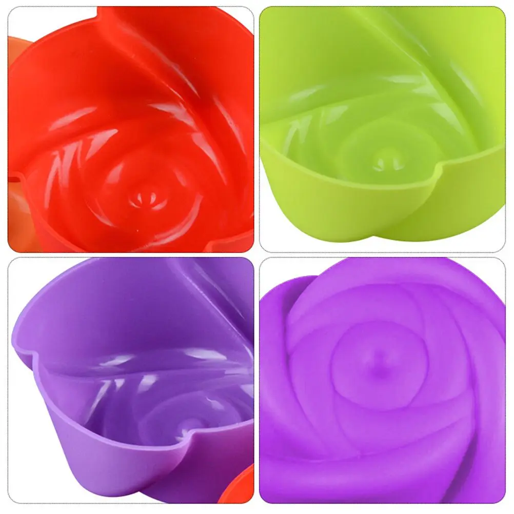 

12 Pcs Cake Mold Baking Pan Floral Rose Mould Gadgets Food Baking Mould Grade Safe Flexible Oven Dishwasher