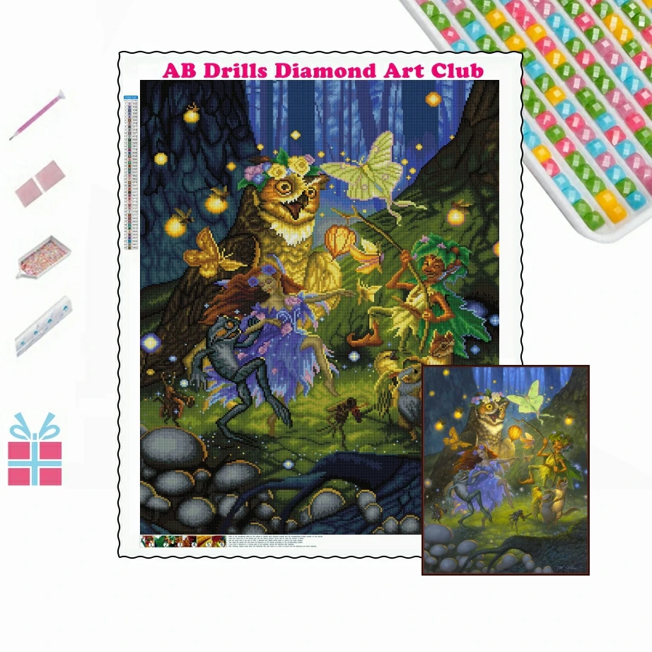 Fairy Tale World 5D DIY AB Drills Diamond Painting Cartoon Midsummer's Eve Art Embroidery Cross Stitch Mosaic Children's Gifts