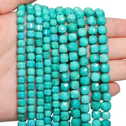 5/7mm AAA Faceted Cube Natural Stone Chrysocolla Beads Blue Square Spacer Beads For Jewelry Making DIY Bracelets Accessories
