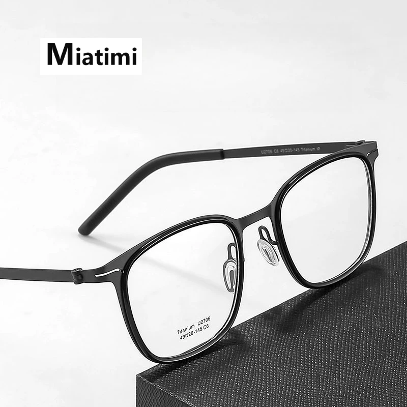 

Denmark Screwless Design Ultralight Pure Titanium Square Retro Eyeglasses men frames Acetate Business Glasses Frame eyewear