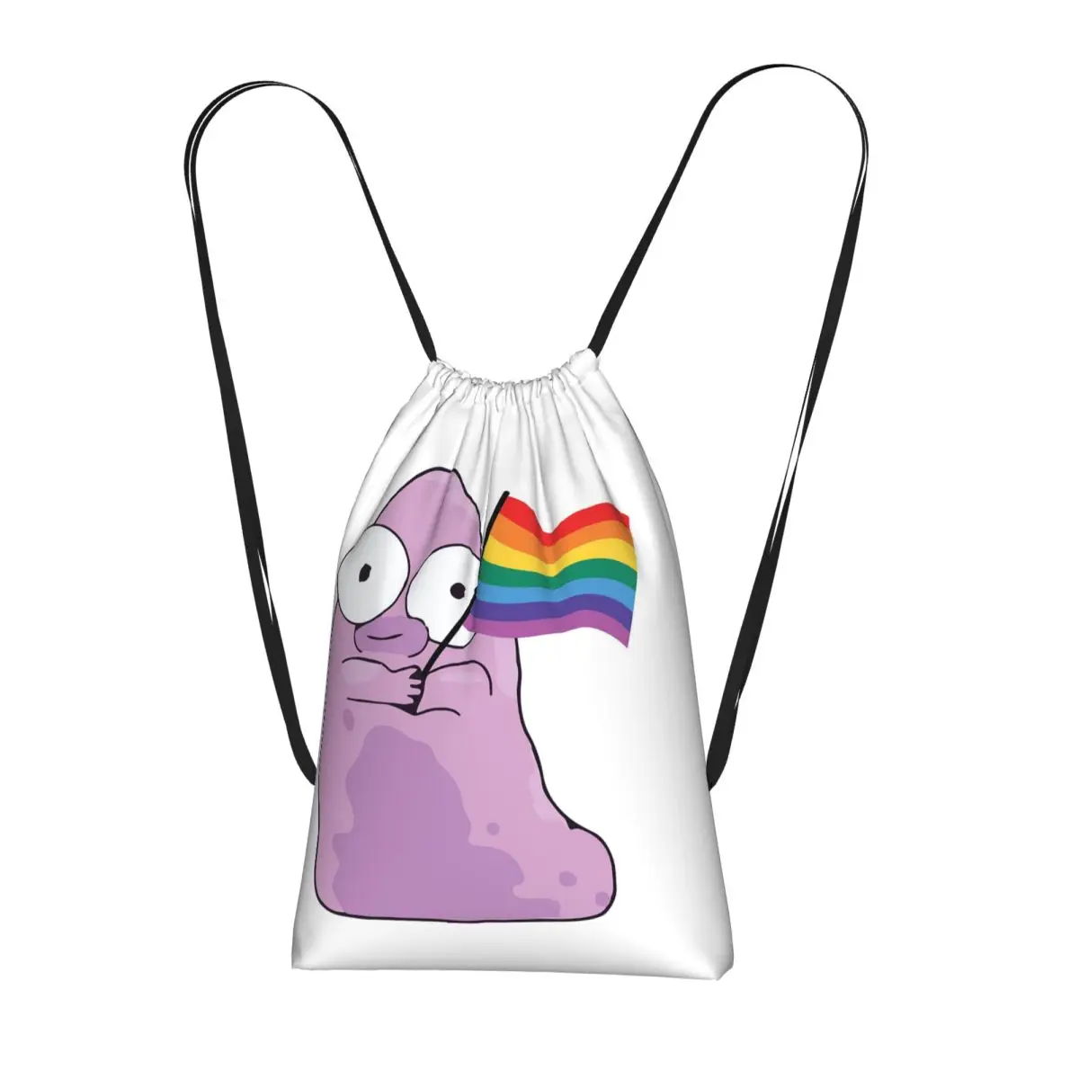 Cartoon Solar Opposites Holding Pride Flag Drawstring Backpack hiking cycling Bag Lightweight Foldable Storage Drawstring Bag