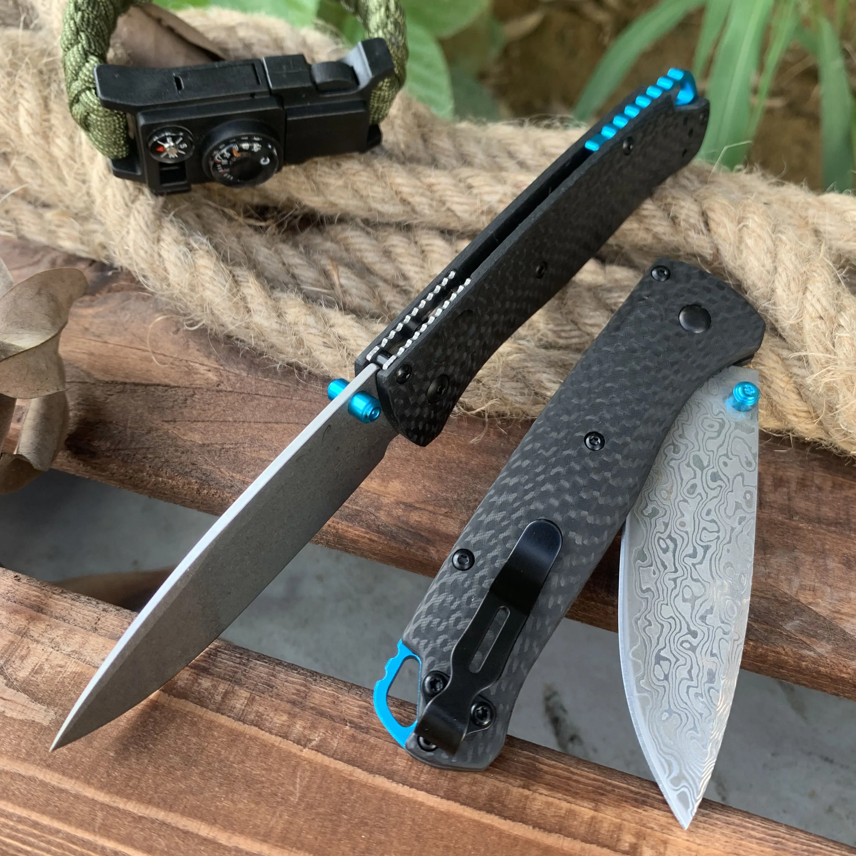 B/M 535 Knife high quality Damascus/S30V Steel Blade Carbon fiber Handle Folding Tactical Pocket Knife