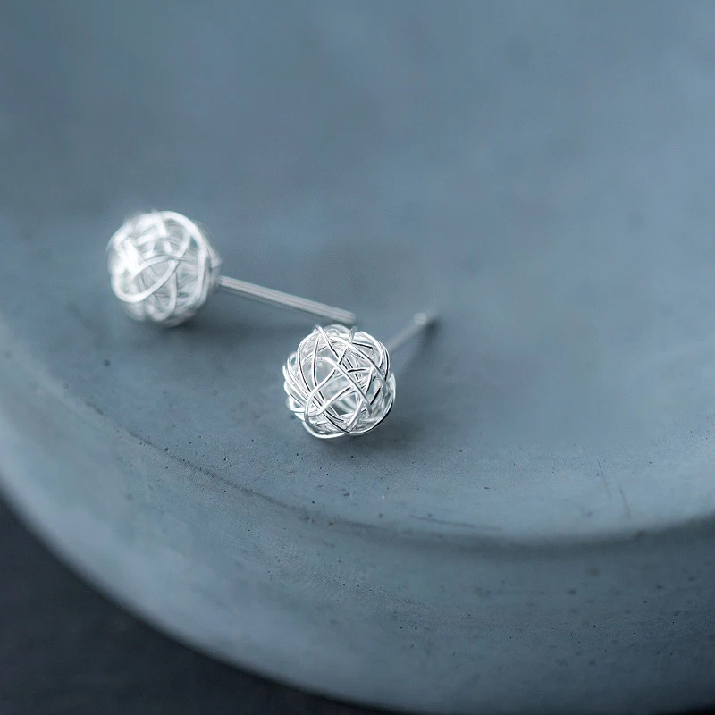 Modian Hot Sale Round Clew Line Stud Earrings 925 Sterling Silver Charm Simple Jewelry Female & Women Gift Brincos