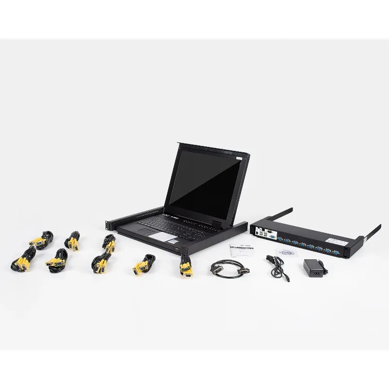 17'' LED IP KVM Switch 8 Port VGA IP 1U Rack KVM Console Drawer, LCD KVM Switch Over IP