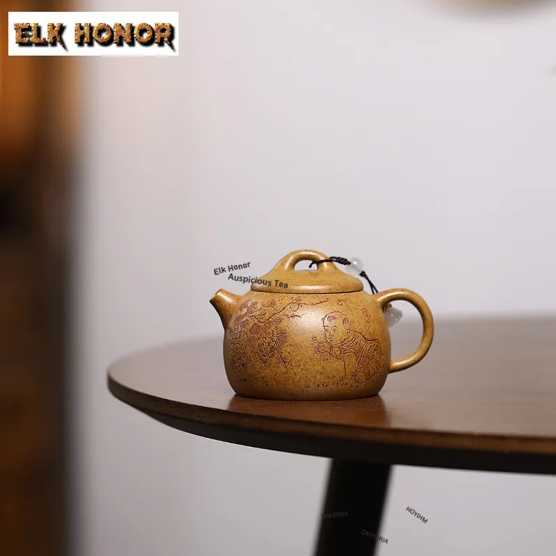 140ml Traditional Yixing Purple Clay Teapots Handmade Qinquan Pot Raw Ore Wood-fired Mud Kettle Chinese Zisha Tea Set Teaware