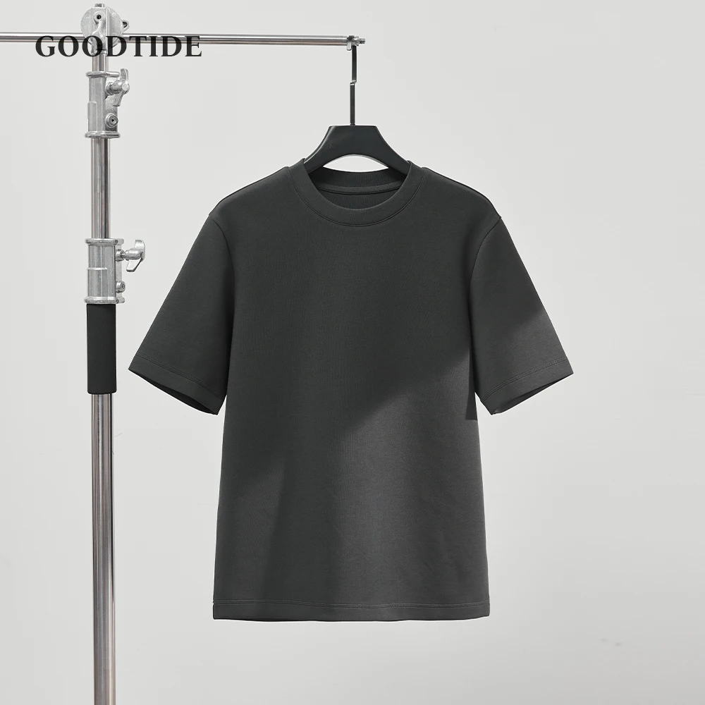 Men's Cotton High-End Fabric Liquid Ammonia T-shirt Mercerized Cotton Short-Sleeved Summer Cool Silky Crewneck Sweater