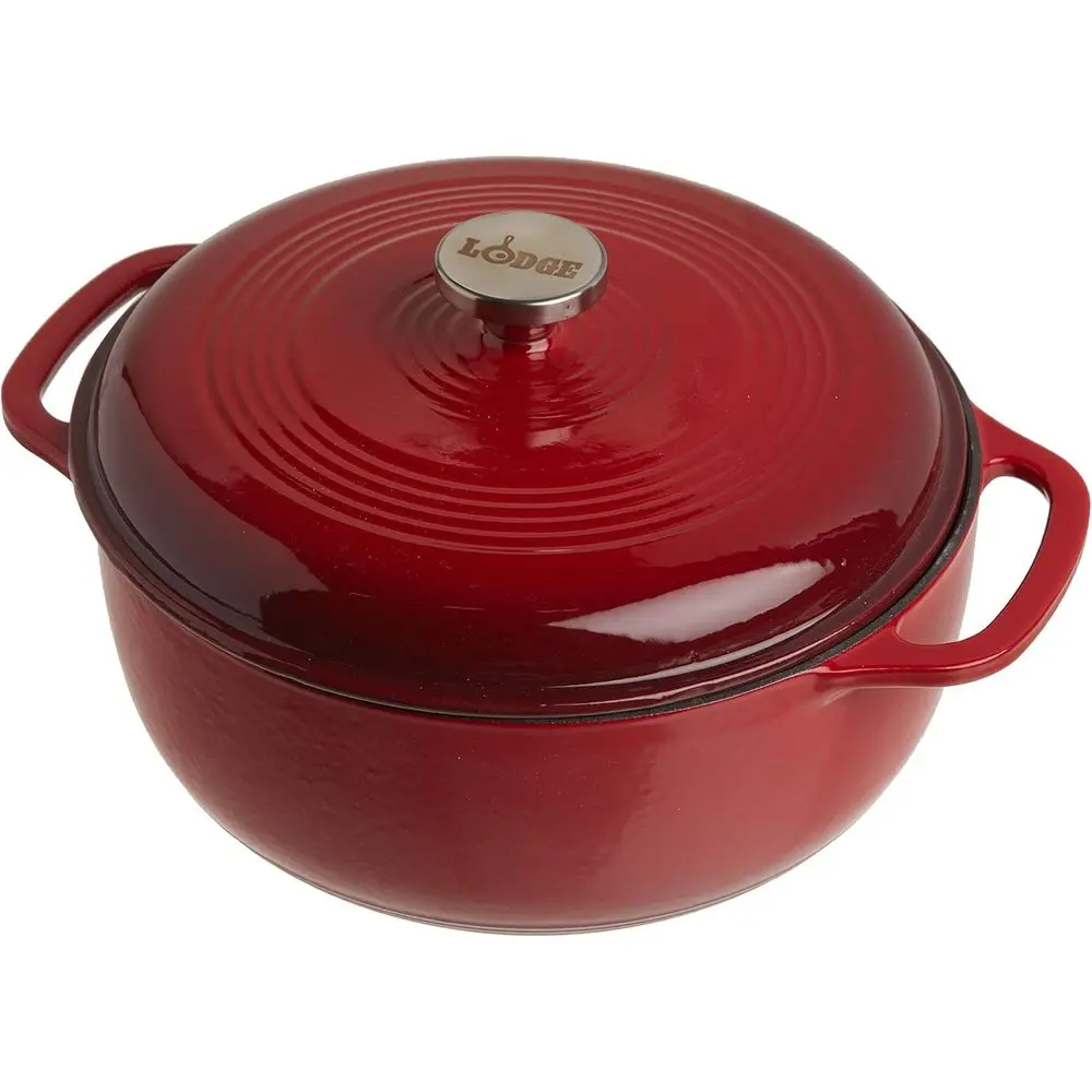

6 Quart Enameled Cast Iron Dutch Oven with Lid – Dual Handles – Oven Sae up to 500° or on Stovetop - Use to te, Cook, Bake, Rer