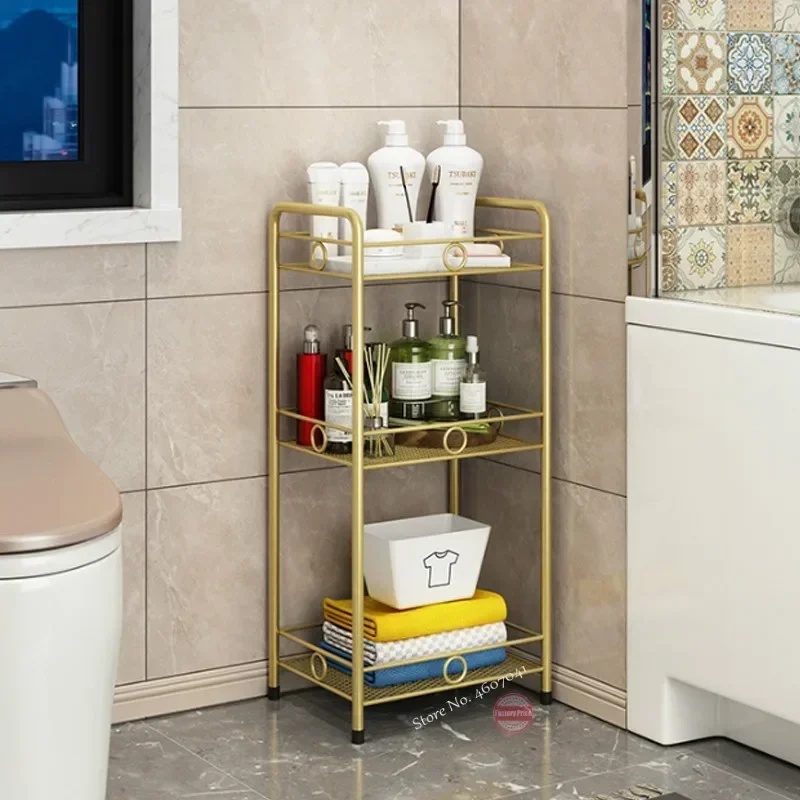 

Nordic Golden Shelf, Bathroom Multi-layer Rack, Waterproof Kitchen Storage, Metal No Rust Organizer, Stylish Home Decor