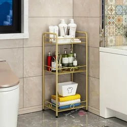 Nordic Golden Bathroom Shelf Multi-layer Rack Waterproof Kitchen Storage Metal No Rust Organizer Stylish Home Decor