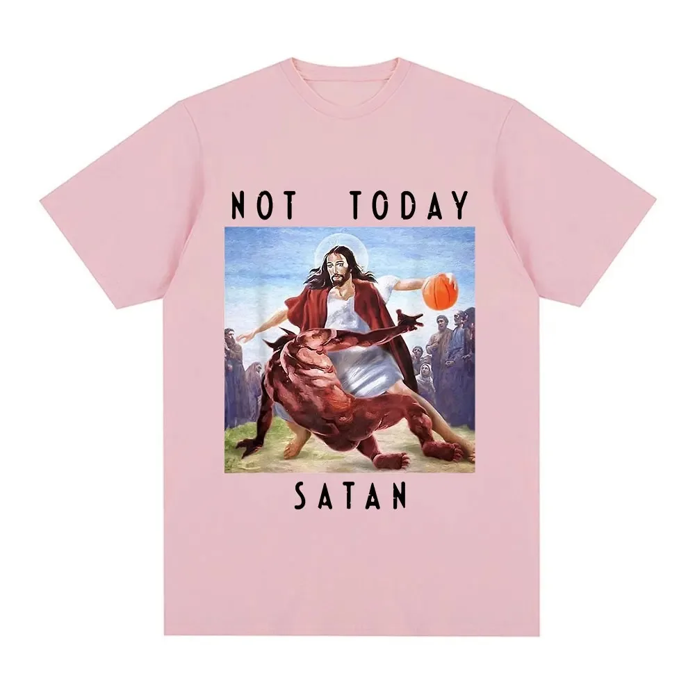 Not Today Satan Jesus Vs Satan In T Shirt Harajuku Casual T-shirt Men\'s Women\'s Fashion Cotton Oversized T Shirts Streetwear