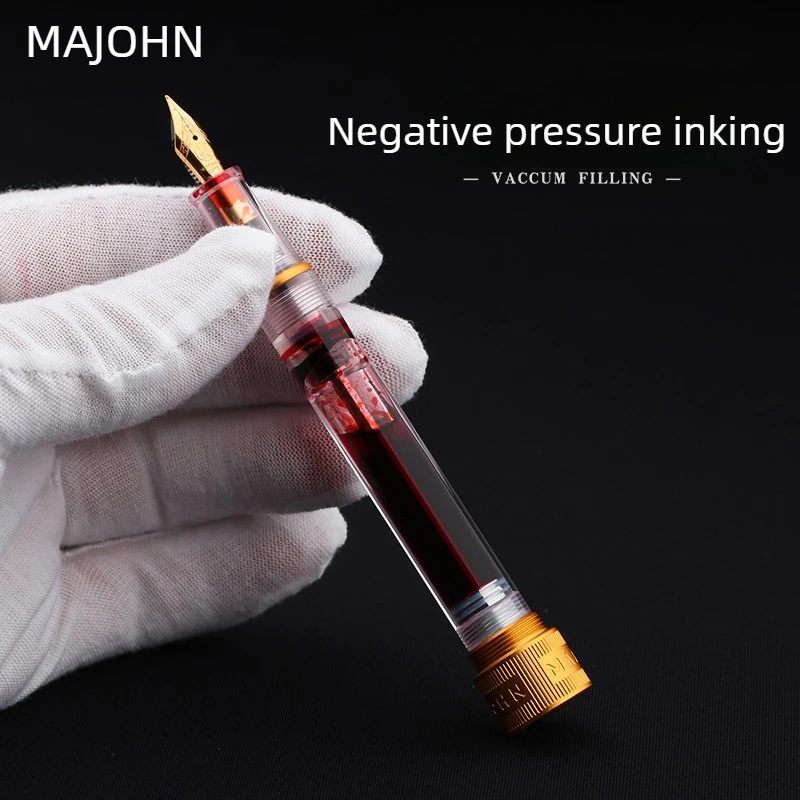 

Ручка-фонтан MAJOHN V1 с прозрачным корпусом, вакуумным наполнением, золотым напылением пера, для школы и офиса, канцелярские товары