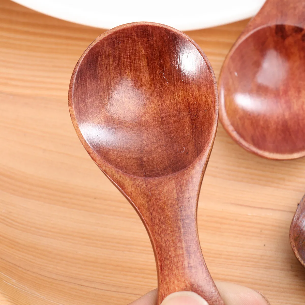 

4Pcs Children Ice Cream Spoons Natural Wood Mini Short Handle Portable Small Powder Sugar Coffee Spoons Baby Feeding Kitchen
