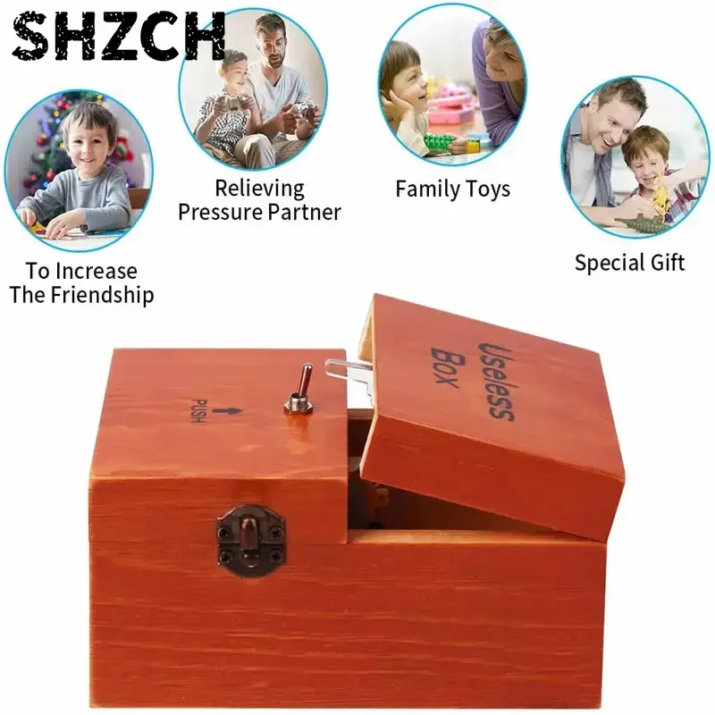 Funny Toy Desk Decoration Gifts Electronic Useless Box Wooden Boy Girl Kid Interesting Pastime Machine Stress Reduction