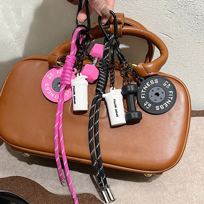 المنسوجة يدويا اللياقة البدنية المفاتيح دمبل صغير مكافحة خسر الصالة الرياضية عاشق مفتاح سلسلة DIY حلية النايلون حبل قلادة اللياقة البدنية المتحمسين