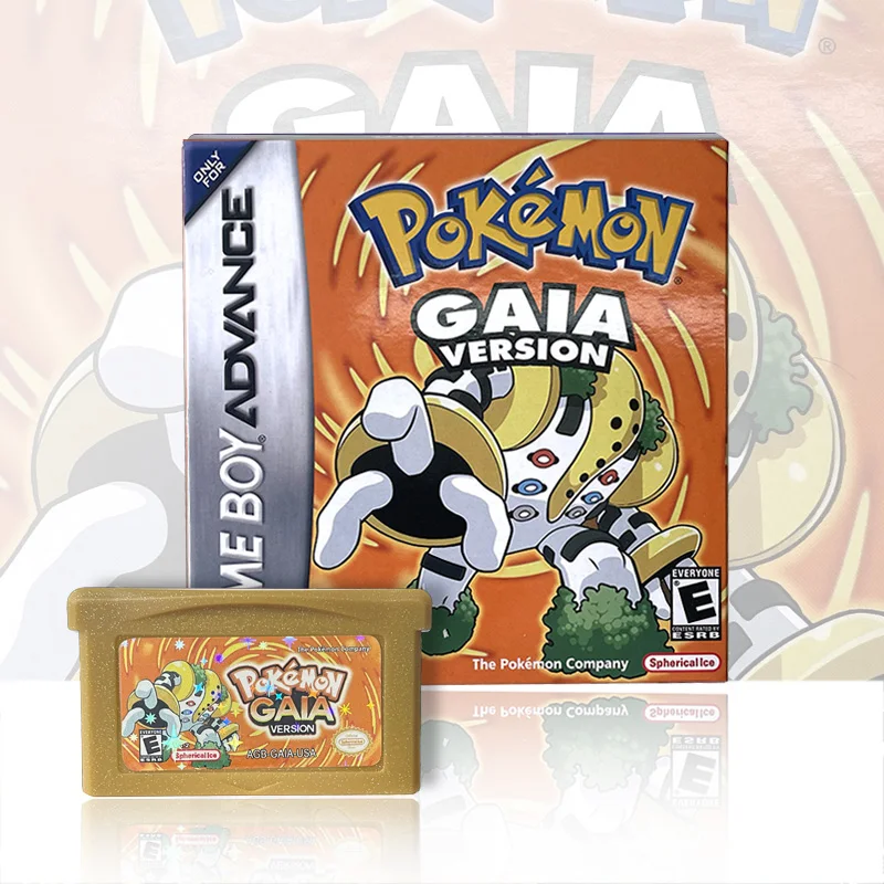Cartucho de Jogo Pokémon Gaia 1M Flash para GBA, Versão EUA ESP PT, com Caixa e Tray, para Console de Videogame, ROM Hack, Inglês e Espanhol