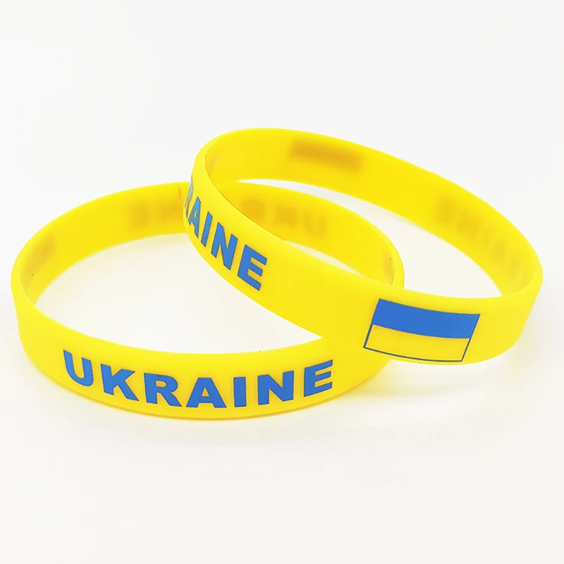 1PC Soccer Ukraine Country National Flag Wristband Yellow Football Sport Elastic Silicone Bracelets&amp Bangles Gifts 2022