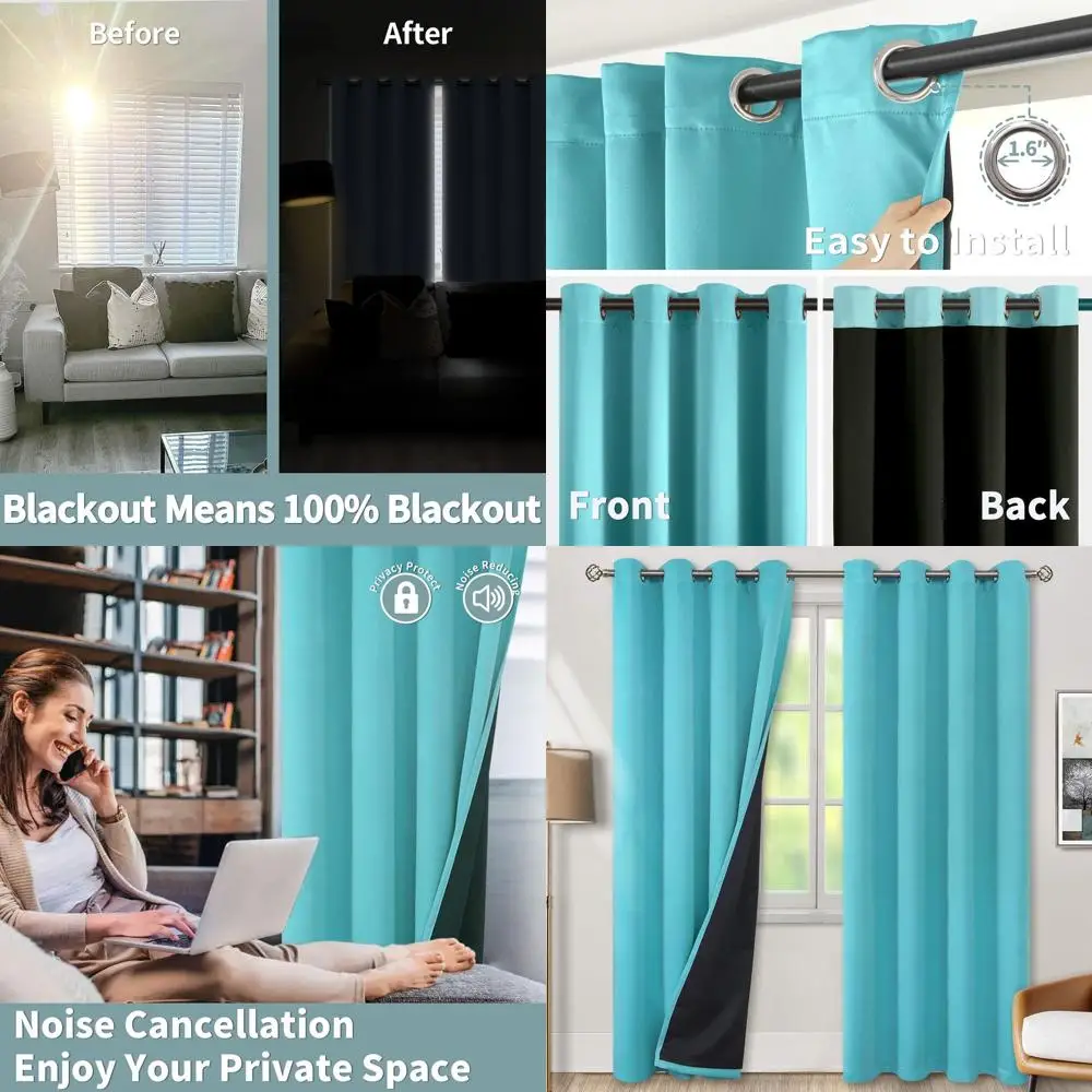 

Плотные шторы с термоизоляцией Aqua 84, комплект из 2 панелей, ширина 52, полный световой блок для спальни и гостиной