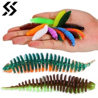 Sougayilang 10Pcs Worm Bait Soft Bait 40mm 60mm Fishing Lures Freshwater Swimbaits Silicone Soft Bait for Carp Bass Pike Fishing